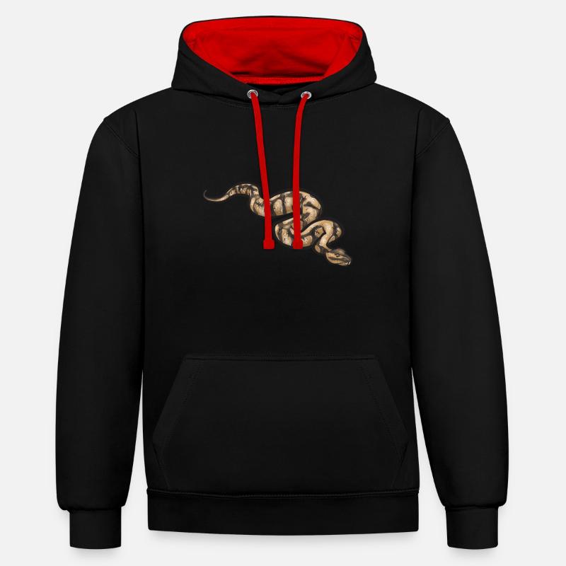Ball Python Schlange Königspython - Kontrast-Hoodie - Schwarz/Rot