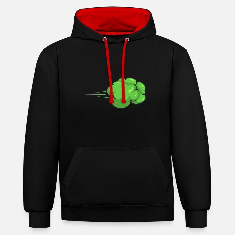 pet pète pète pète - Sweat à capuche contrasté - noir/rouge
