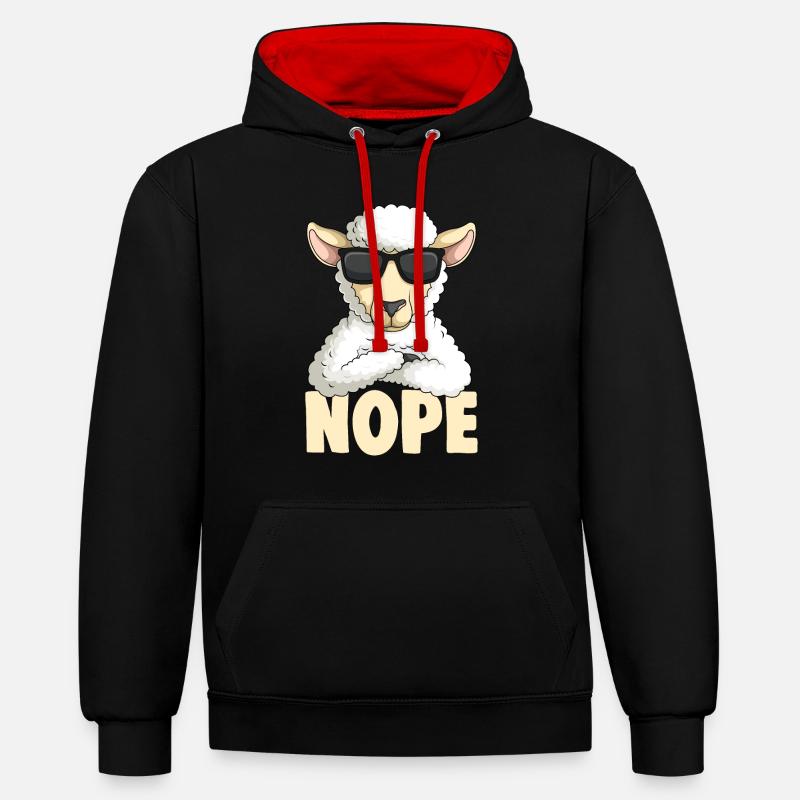 Mouton non mouton - Sweat à capuche contrasté - noir/rouge
