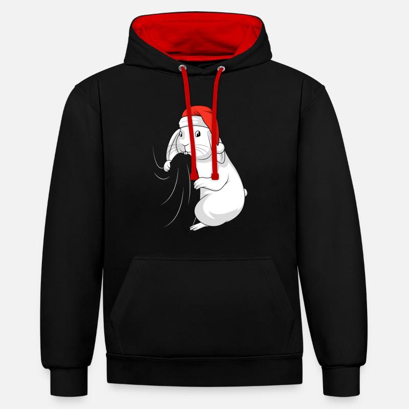 Lapins Lapin de Noël Lapin - Sweat à capuche contrasté - noir/rouge