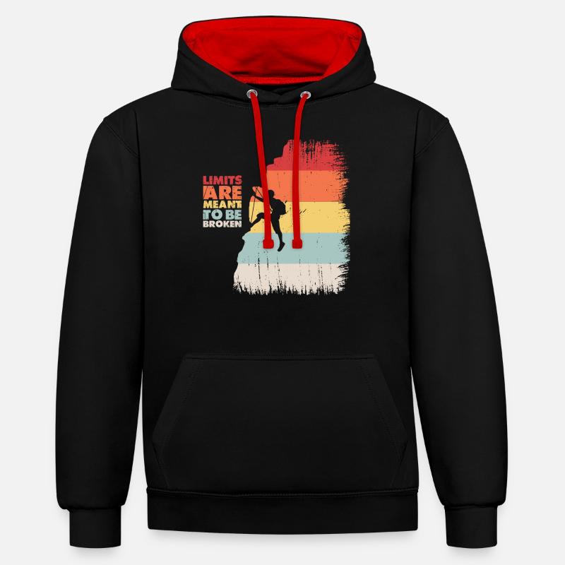 Montée - Sweat à capuche contrasté - noir/rouge