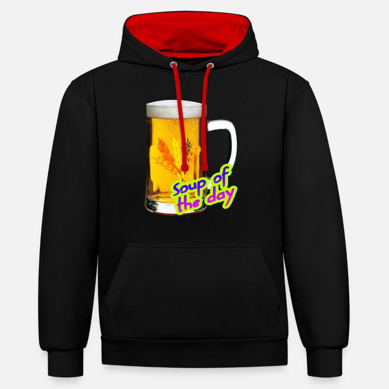 Bière. Soupe du jour. - Sweat à capuche contrasté - noir/rouge