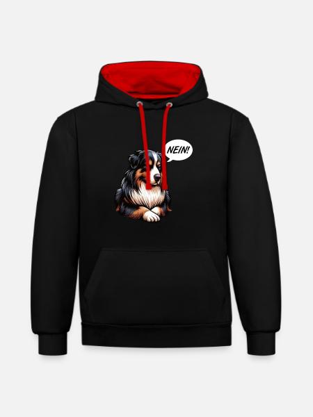 Nein Australian Shepherd Aussie Aussiebesitzer - Kontrast-Hoodie - Schwarz/Rot