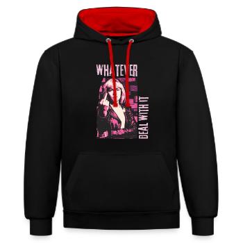 Peu importe. Faites avec. | Déclaration du grunge - Sweat à capuche contrasté - noir/rouge - Devant - Anna (173cm) & Nico (186cm)