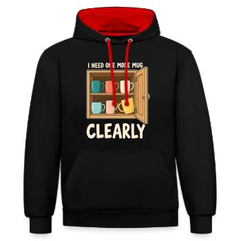 Noch eine Tasse natürlich - Kontrast-Hoodie - Schwarz/Rot - Vorne - Anna (173cm) & Nico (186cm)