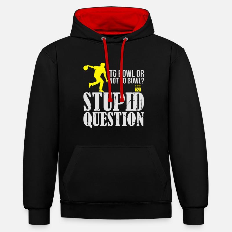 Bowling drôle de question - drôle - Sweat à capuche contrasté - noir/rouge