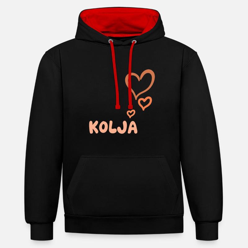 Cadeau pour Kolja - Sweat à capuche contrasté - noir/rouge