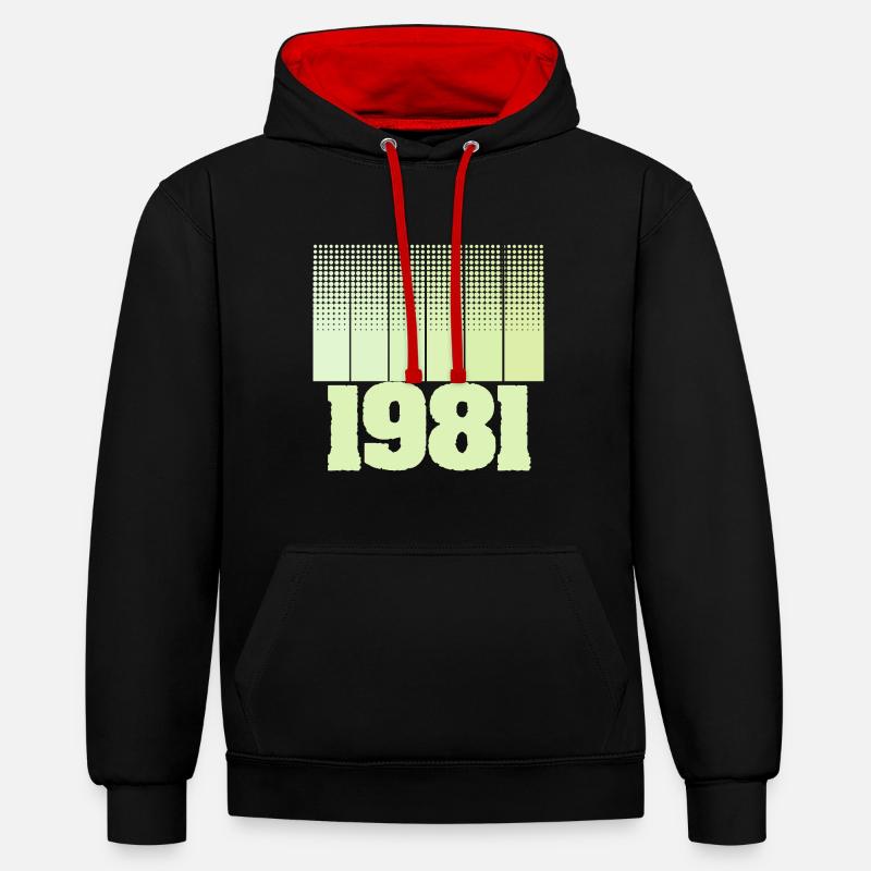 Jeu 1981 - Sweat à capuche contrasté - noir/rouge