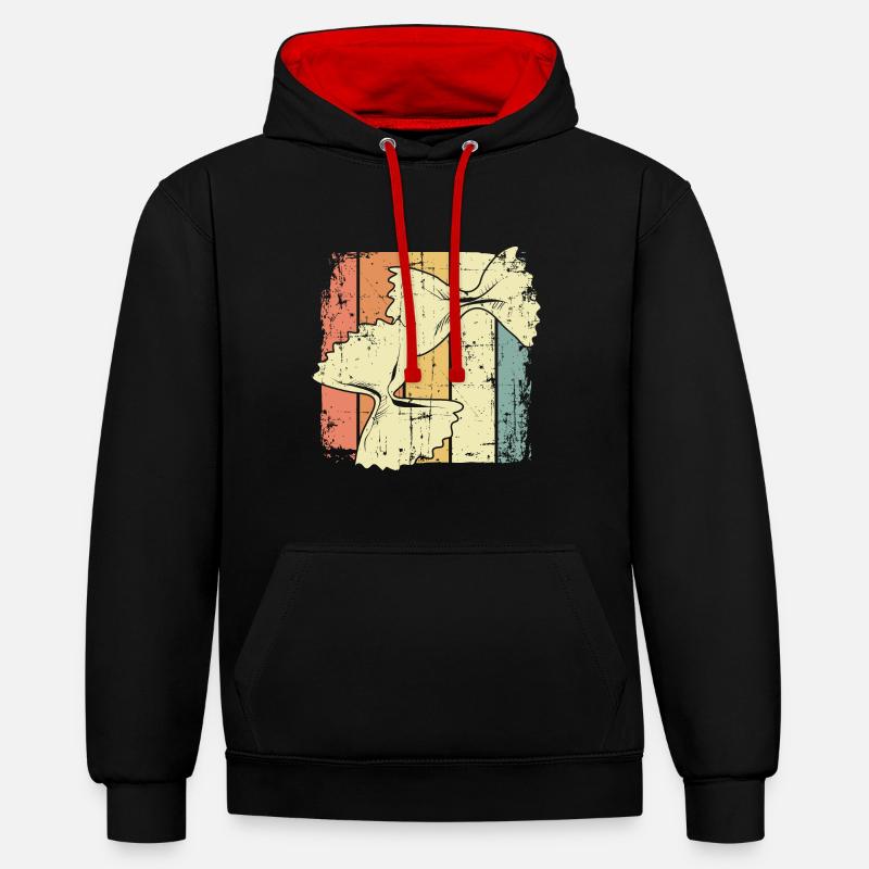 Cuisson des pâtes - Sweat à capuche contrasté - noir/rouge
