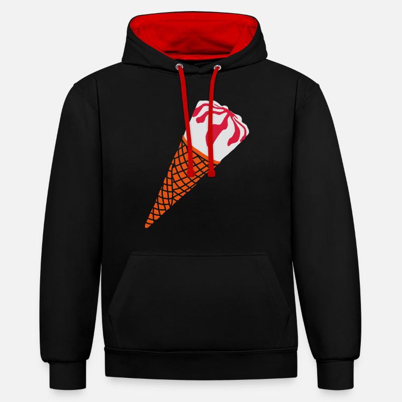 crème_ glacée _et _de _cerise_g1 - Sweat à capuche contrasté - noir/rouge