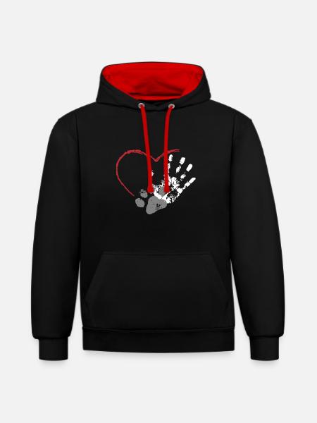 Dog owners - Contrast hoodie - black/red