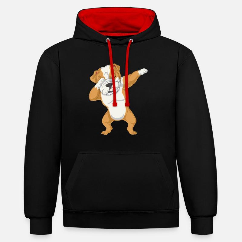 Dabbing Bouledogue anglais - Sweat à capuche contrasté - noir/rouge