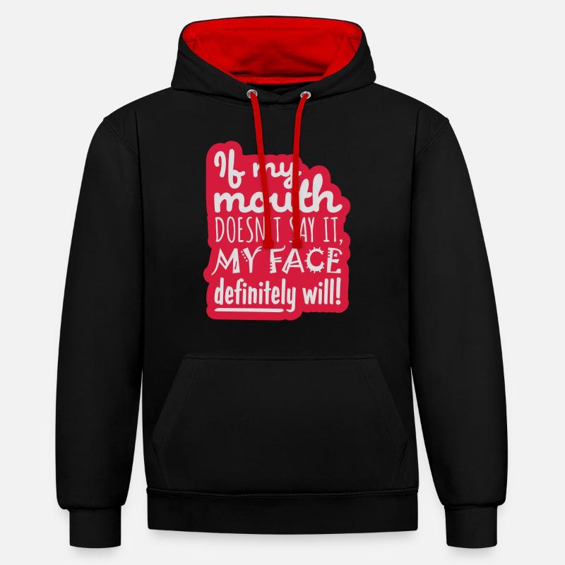 my face definitely will - Contrast hoodie - black/red