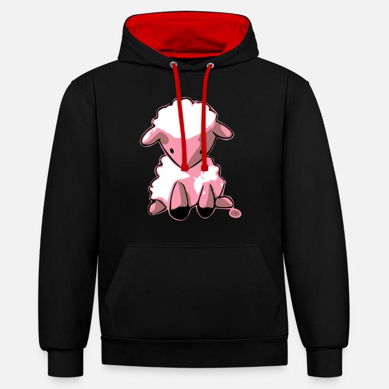 Milo le petit mouton - Sweat à capuche contrasté - noir/rouge