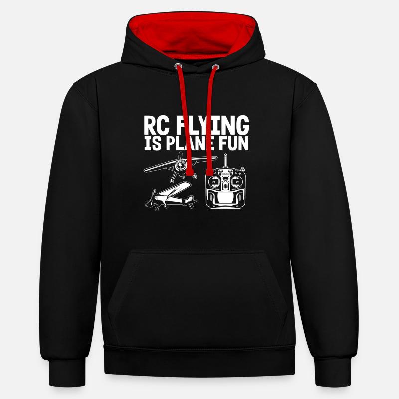 Modèle d’avion télécommandé - Sweat à capuche contrasté - noir/rouge