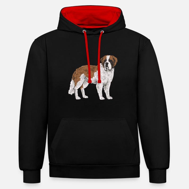 Saint-Bernard Chien Saint-Bernard - Sweat à capuche contrasté - noir/rouge