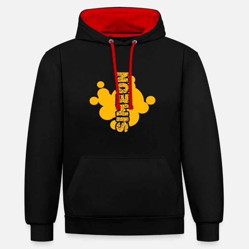 Artiste: Simeon - Sweat à capuche contrasté - noir/rouge