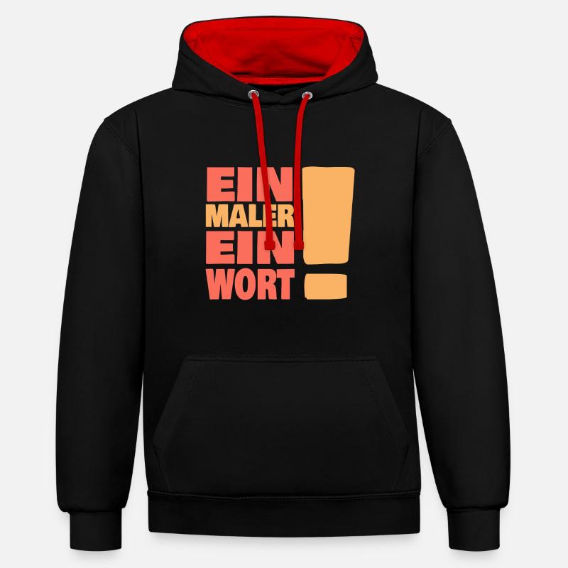 Eine maler ein Wort - Kontrast-Hoodie - Schwarz/Rot
