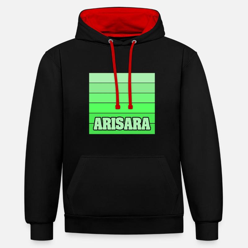 Arisara - Sweat à capuche contrasté - noir/rouge