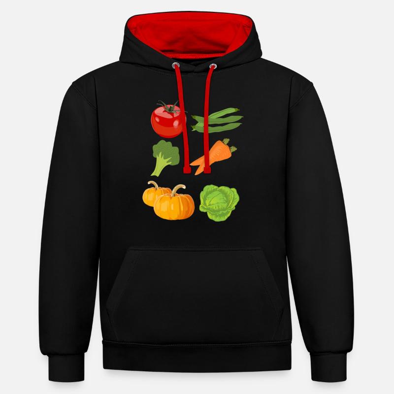 tomate tomates tomate légume vegetables7 - Sweat à capuche contrasté - noir/rouge