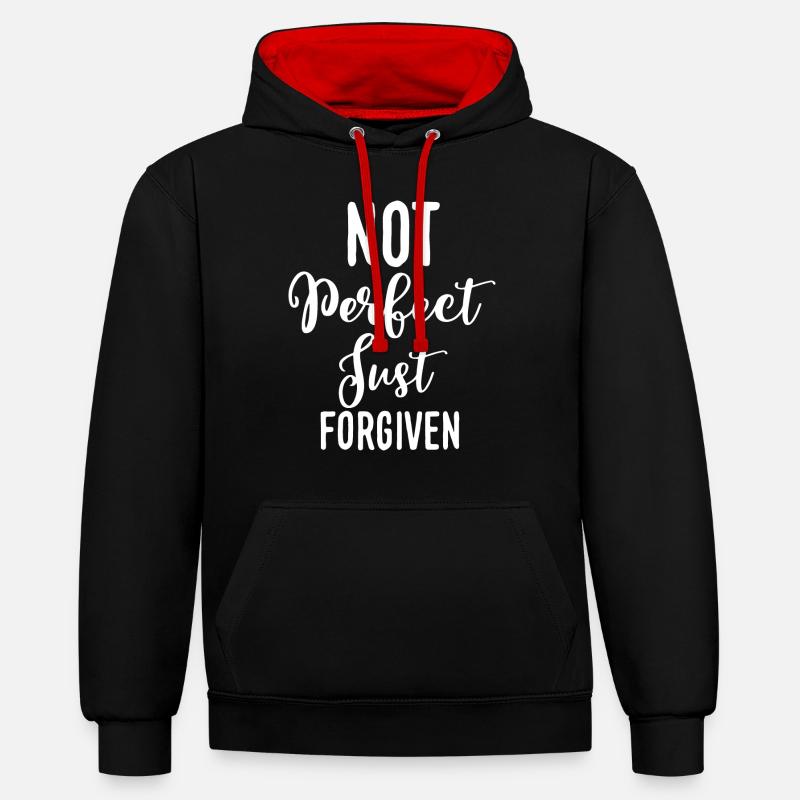 Pas parfait - juste pardonné - Sweat à capuche contrasté - noir/rouge