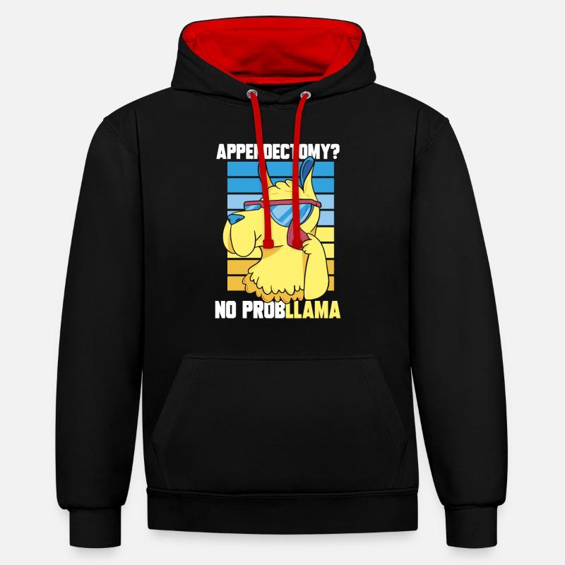 Appendicectomie Appendicite - Sweat à capuche contrasté - noir/rouge