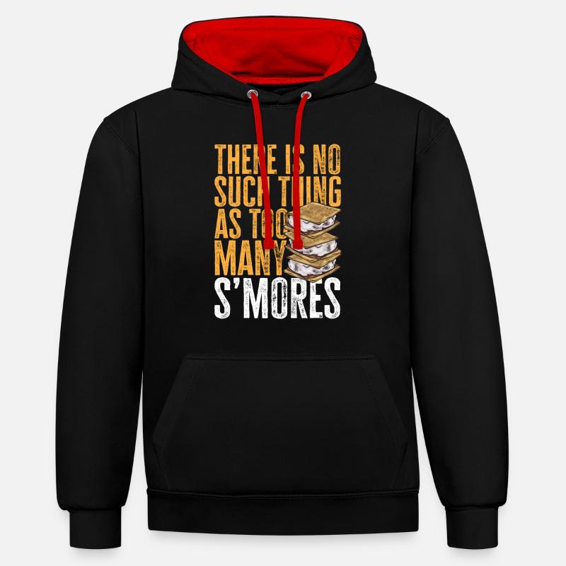 S'more Campfire Marshmallow Camping - Sweat à capuche contrasté - noir/rouge