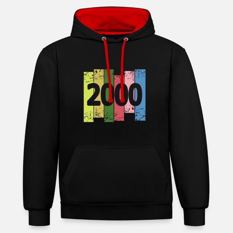 2000 - Sweat à capuche contrasté - noir/rouge