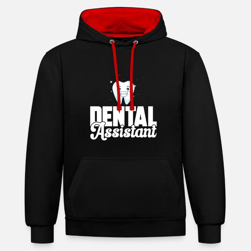 Assistante dentaire Assistante dentaire - Sweat à capuche contrasté - noir/rouge