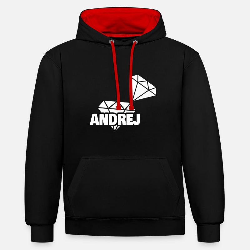 Gift for Andrej - Contrast hoodie - black/red