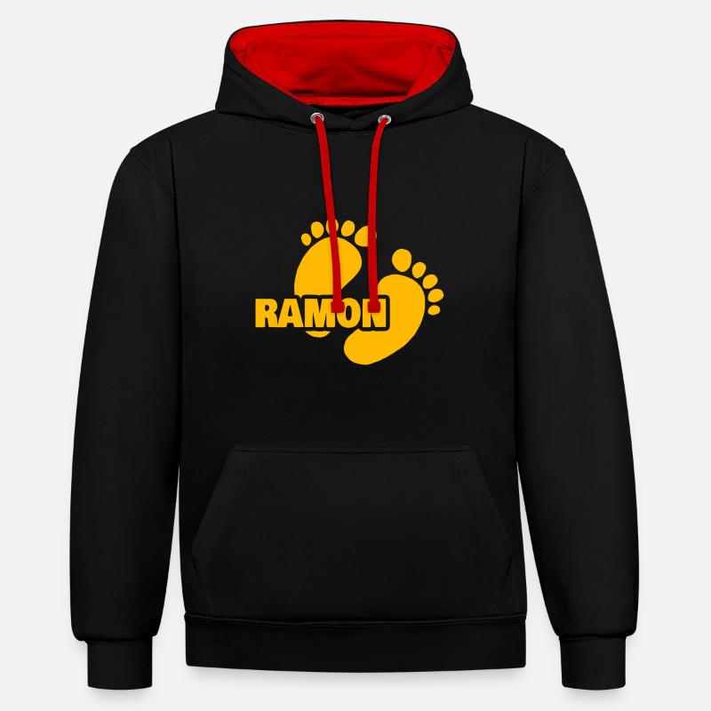 Ramon - Sweat à capuche contrasté - noir/rouge