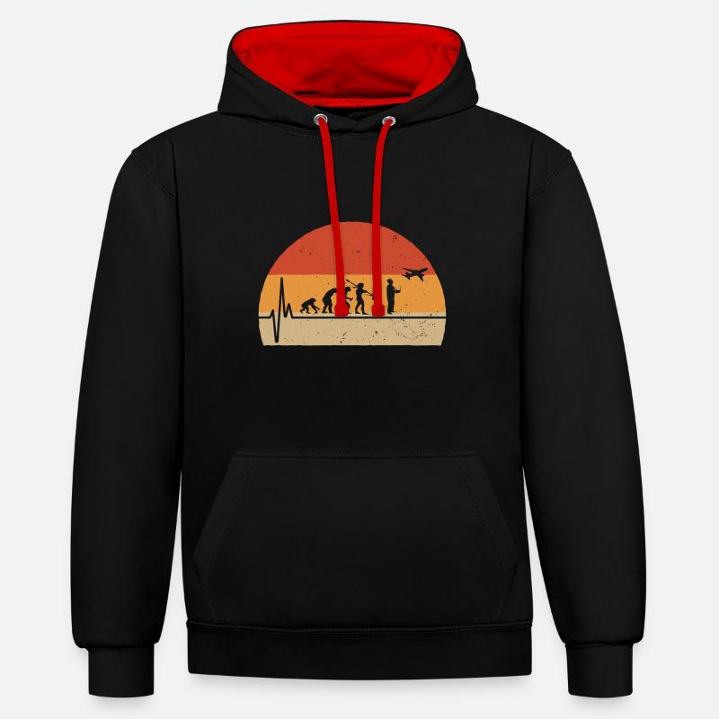 Modèle pilote avion Evolution modèle - Sweat à capuche contrasté - noir/rouge