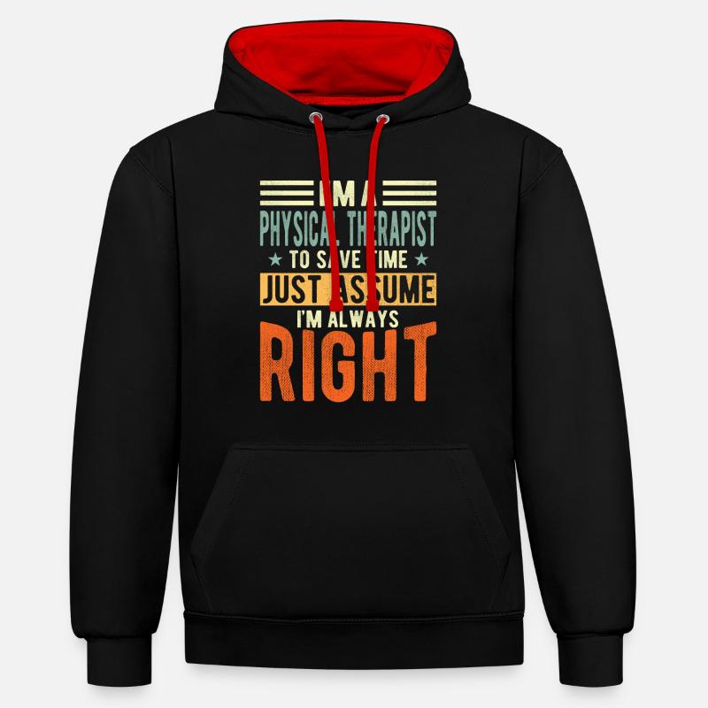 Kinésithérapeute - Sweat à capuche contrasté - noir/rouge