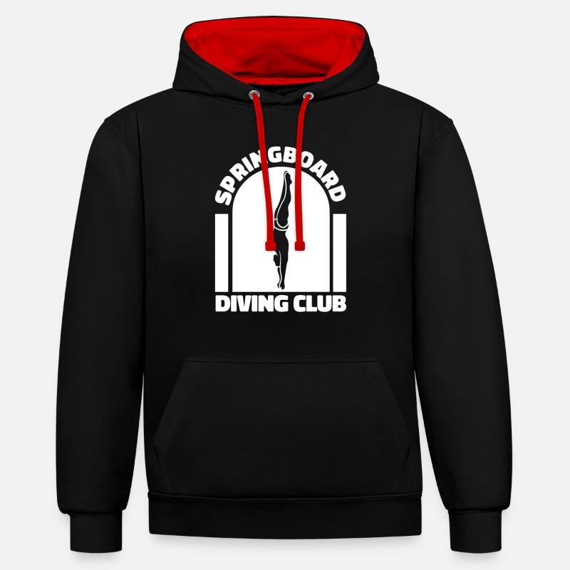 Club de plongée - Sweat à capuche contrasté - noir/rouge