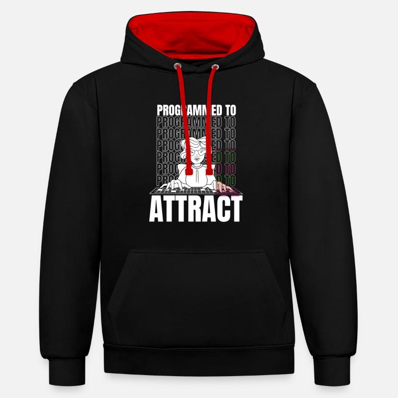 Developer Coder Programmer Funny - Contrast hoodie - black/red
