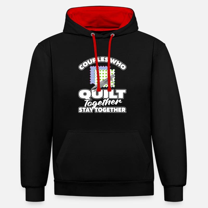 Paire de courtepointes - Sweat à capuche contrasté - noir/rouge