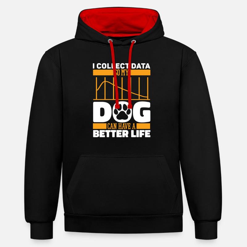 Data Science Data Analyst Hund - Kontrast-Hoodie - Schwarz/Rot