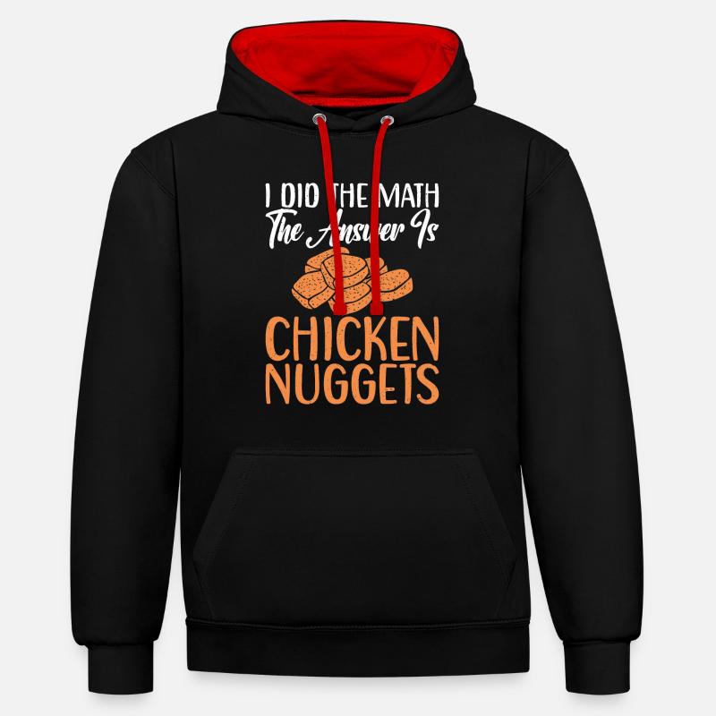 Cadeaux de pépites de poulet - Sweat à capuche contrasté - noir/rouge