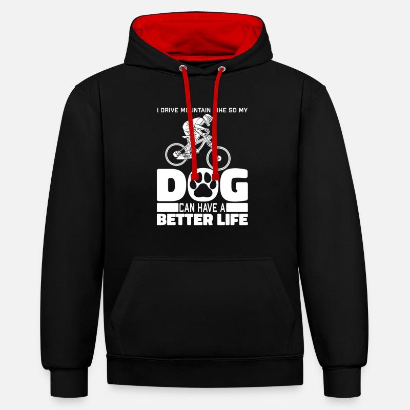 VTT VTT Chien - Sweat à capuche contrasté - noir/rouge
