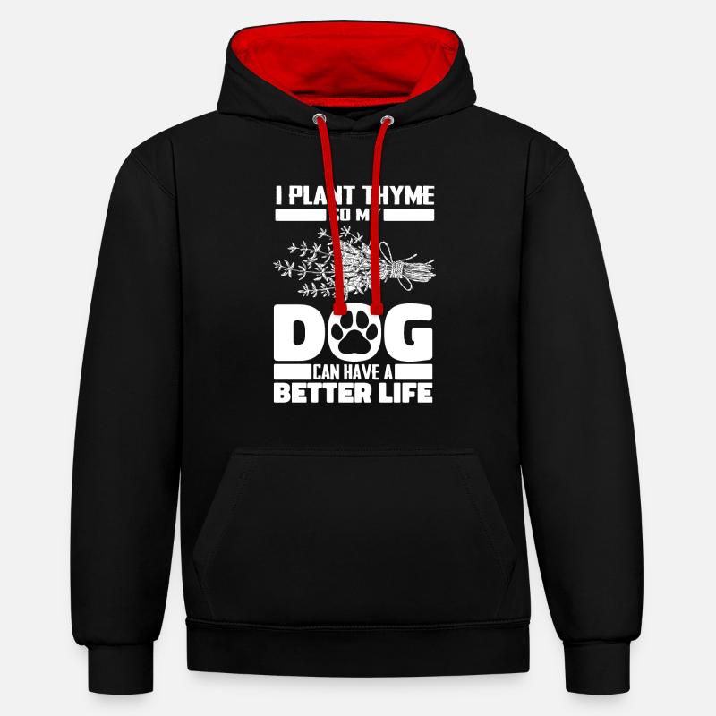 Thyme Herbe Chien - Sweat à capuche contrasté - noir/rouge