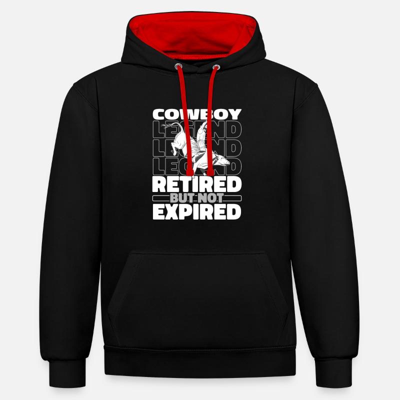 Rodéo Cowboy Retraité - Sweat à capuche contrasté - noir/rouge