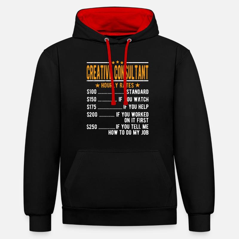 Consultant créatif Salaire horaire - Sweat à capuche contrasté - noir/rouge