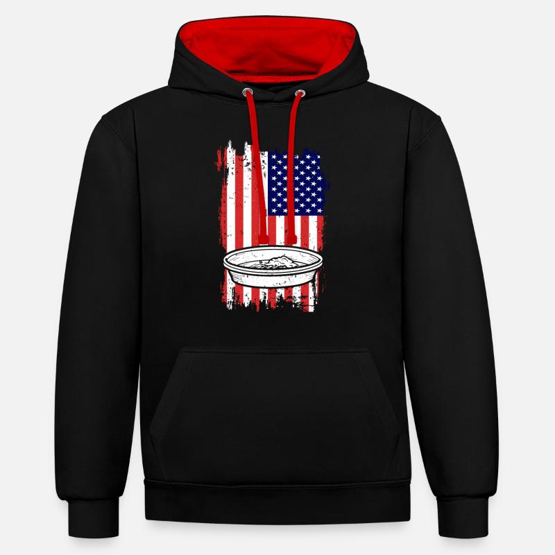 Drapeau américain orpaillage - Sweat à capuche contrasté - noir/rouge
