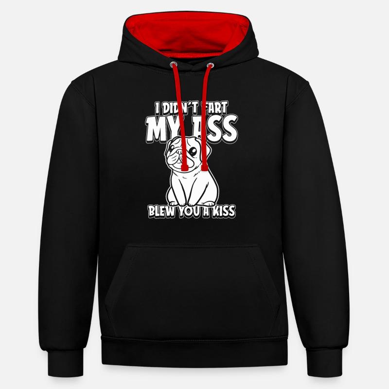 Pug Dog Jeu de mots - Sweat à capuche contrasté - noir/rouge