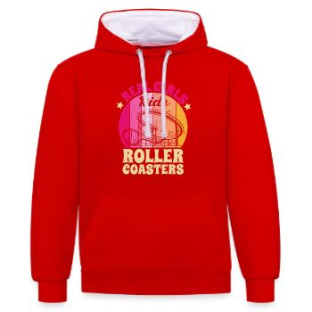 Theme Park Vacation Real Girls Ride Roller Coaster - Contrast hoodie - red/white - Front - Liana (172cm) & Jaron (178cm)