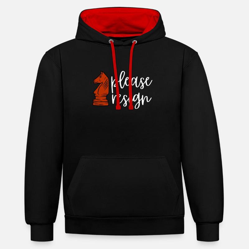Échecs Veuillez démissionner - Sweat à capuche contrasté - noir/rouge