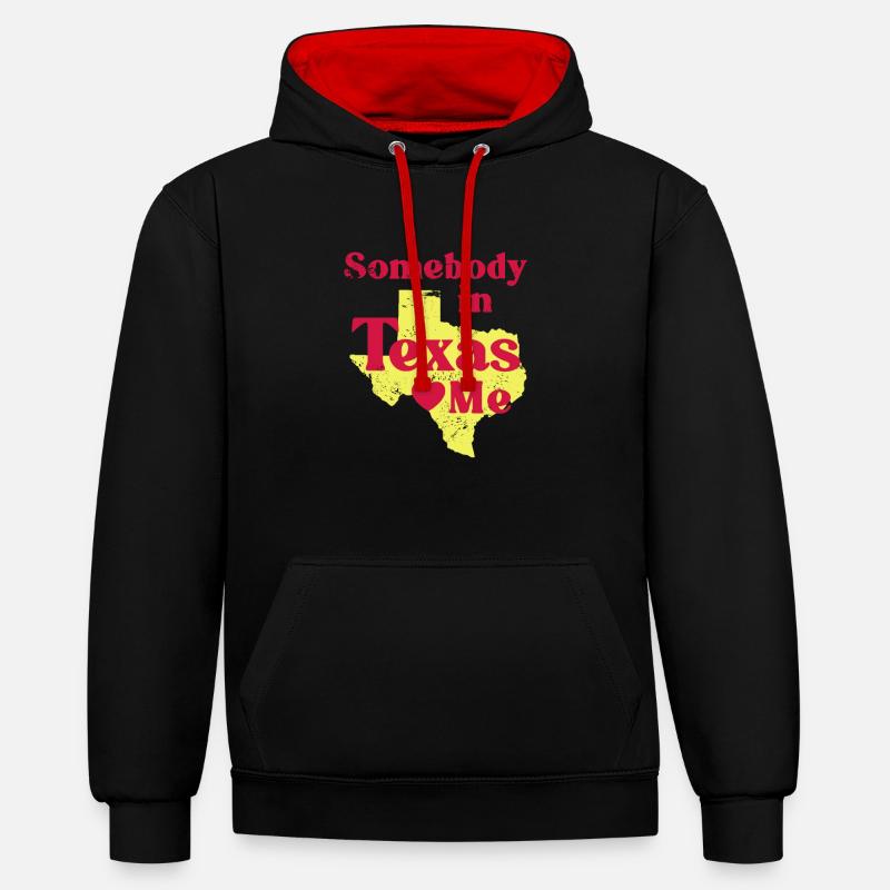 Texas - Sweat à capuche contrasté - noir/rouge