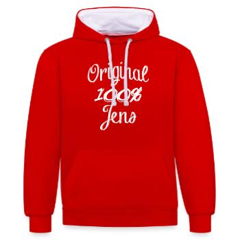 Original 100% Jens - Sweat à capuche contrasté - rouge/blanc - Devant - Liana (172cm) & Jaron (178cm)