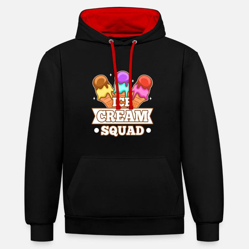 Escouade de crème glacée - Sweat à capuche contrasté - noir/rouge