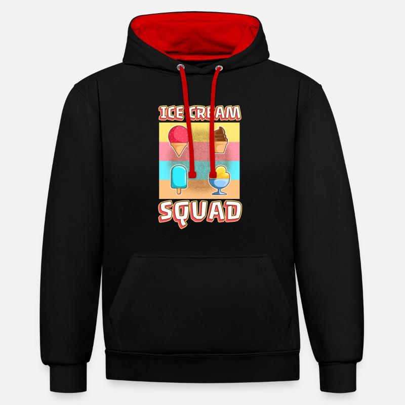 Escouade de crème glacée - Sweat à capuche contrasté - noir/rouge